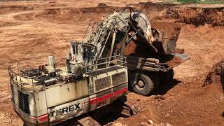 Terex RH170 Shovel Excavator Loading Terex And Hitachi Dumpers [upl. by Rivera]