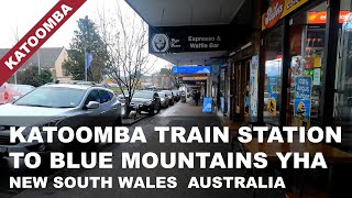 Walking from Katoomba Train Station to Blue Mountains YHA New South Wales Australia [upl. by Ruenhcs]