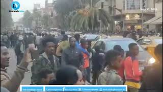 Eritreans in Asmara celebrate Eritrean cyclist Biniam Girmay make history again in Tour de France [upl. by Yrallam286]