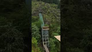 Jim Taking a HUGE Fall on this 100Ft Hardline Gap mtb bikes crash hardline redbull [upl. by Amluz]