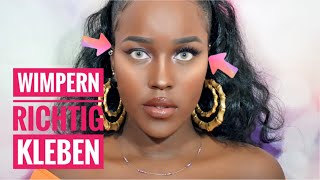 HOW TO  Falsche Wimpern richtig kleben Anfänger Der BESTE TRICK  BeautybyV [upl. by Neeka]