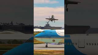 Air Force One escorted by Jet Fighters F35 and landing [upl. by Kcirtapnaes]