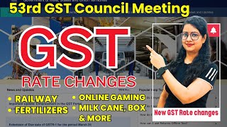 Changes in GST Rates of Goods amp Services by 53rd GST council meeting  New GST Rates  GST [upl. by Nifled]