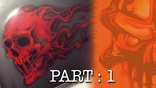 Skull with Red Candy Flames Step by Step Part 1 [upl. by Enelrats]