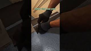 Learn flooring  diy heat welding safety vinyl flooring on stair repair [upl. by Emsmus]