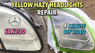 SLK230 Hazy Oxidized Headlight Lens Repair 19982004  4 Minute DIY Videos [upl. by Ahmed]