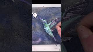 Watercolor Metallic Hummingbird watercolorpainting [upl. by Adneral]