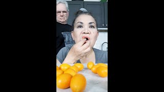 HOW TO EAT KUMQUAT  FIRST TIME  ASMR  FUNNY HUSBAND  SHORTS asmrkumquat [upl. by Salkcin]