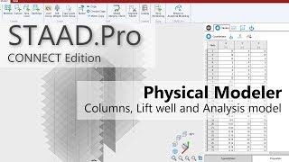 STAADPro CONNECT Editions Physical Modeler Columns Lift well and analysis model [upl. by Atnahsal]