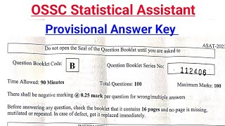 OSSC Statistical Assistant Answer Key [upl. by Llerad]