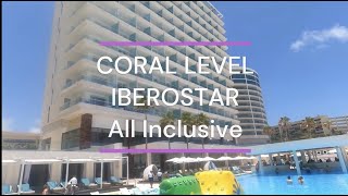 Coral Level Iberostar Cancun Complete Resort Room and Beach Tour [upl. by Alexi]