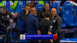 Nuno Espírito Santo amp Fabian Hürzeler RED CARDS VS Brighton VS Nottingham Forest 22 RED CARD [upl. by Nedrob]