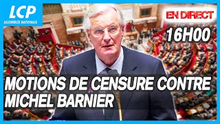 Motions de censure contre Michel Barnier  examen dans lhémicycle  04122024 [upl. by Langan708]