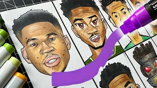 Giannis Antetokounmpo Drawn In 8 WILD Art Styles 🔥 [upl. by Joerg]