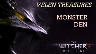 Witcher 3 Velen Treasure Location  Monster Den [upl. by Ellinger337]