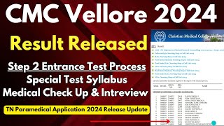 CMC Vellore Result 2024 Releasedcmc vellore interview questionsParamedical Application 2024 date [upl. by Annerahs575]