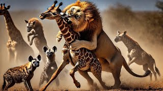 Lion vs Giraffe vs Hyenas [upl. by Eberta]