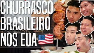 GRINGOS PROVANDO CHURRASCO BRASILEIRO NOS ESTADOS UNIDOS FOGO DE CHÃO [upl. by Eniledam]