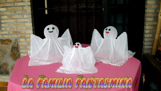 Manualidades para Halloween facil fantasmas tranparentes DIY la familia fantasmina [upl. by Irac]