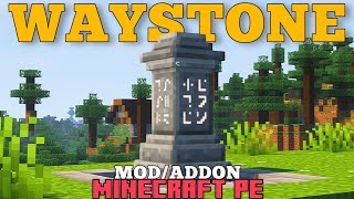 👉🏽WAYSTONE ADDON in 1 MINUTE for BEDROCK  MINECRAFT PE 120 addons [upl. by Akeim920]