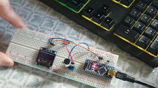 Simulation of sound wave amplitude display on a Arduino nano [upl. by Ecnarolf]