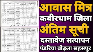 Awas Mitra Final Merit List Kabirdham  आवास मित्र फाइनल मेरिट लिस्ट कबीरधाम  PM Awas Yojana  CG [upl. by Tooley853]