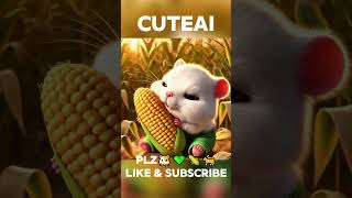 White Hamster vs Black zombie cat🐹💚🌽🐈cat cute [upl. by Dibri]