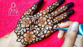 Very Beautiful Latest Floral Patchwork Henna Design  Heavy Negative Spacing Floral Bharwa Design [upl. by Scharf]