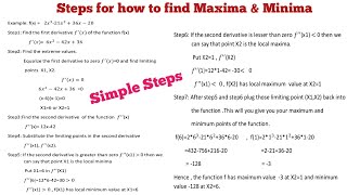 Steps for how to solve maxima and minima for class 12Application of derivatives class 12 [upl. by Haimerej80]