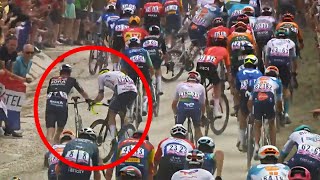 TOUR DE FRANCE 2024  Séquence dingue  Des coureurs à pied dans le terrible chemin blanc [upl. by Koetke]