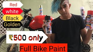 Full bike paint at home just 500₹  spray paint  bike pe goldenredwhiteblack abhiyash pandey [upl. by Rodge168]