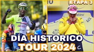 ETAPA 3 ➤ TOUR DE FRANCIA 2024 🇫🇷 Dia HISRORICO para CARAPAZ y GIRMAY [upl. by Ecertak359]