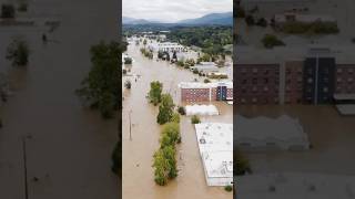 Aerial View of Asheville North Carolina Under Floodwaters [upl. by Marielle]