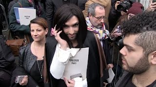 Conchita Wurst at Jean paul Gaultier Fashion Show in Paris [upl. by Nord]