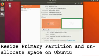 Resize Primary Partition and unallocate space on Ubuntu  Part 1 [upl. by Resee]