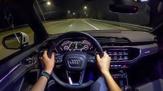 2022 Audi Q3 45  POV Night Drive Binaural Audio [upl. by Notsirb]