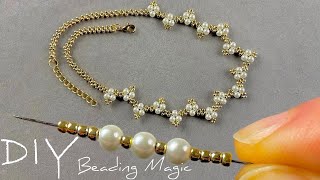 DIY Pearl Necklace Jewelry Making Tutorial  How to Make a Necklace with Beads [upl. by Terchie]