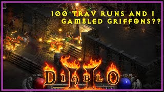 Gambling a Griffons  100 Trav Runs  Diablo 2 [upl. by Nathanoj]