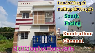 660 sqft3bhk Duplex House salekundrathur Chennai Ct7200520085 southfacing 3bhkduplex house [upl. by Friedrich699]