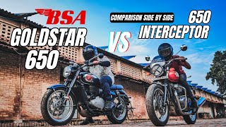 BSA Goldstar 650 Vs Royal enfield Interceptor 650 Detail Comparison  Ride Comparison [upl. by Nelaf]