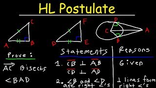 Hypotenuse Leg Theorem  HL Postulate  Two Column Proofs [upl. by Esilanna]