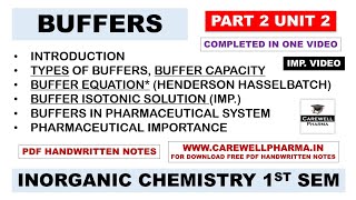 Buffers completed  Buffer Equation  Buffer Isotonic solutions  Part 2 Unit 2  pic 1st sem [upl. by Patton]