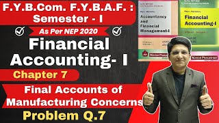 Chapter 7 Final Accounts of Manufacturing Concerns  Problem Q7  FYBCom FYBAF Semester  1 [upl. by Adnuhsar649]