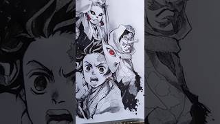 DRAWING DEMON SLAYER MANGA ART art shorts demonslayer mangaart shortsvideoanimetanjirokamado [upl. by Kayley]