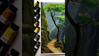 Gouache painting ⛰️🎨 Misty mountains art gouache brustro viralvideo shorts youtubeshorts [upl. by Veriee]