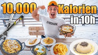 10000 KALORIEN in 10 STUNDEN ESSEN beim SKIFAHREN ⛷🥞 WINTER CHEATDAY CHALLENGE [upl. by Junko883]