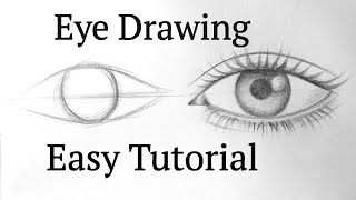 How to draw an eyeeyes easy step by step for beginners Eye drawing easy tutorial with pencil basics [upl. by Ihana]