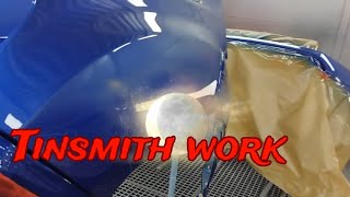 Damaged front fender Tinsmith work Тенекеджийство Straightening [upl. by Ecnerrat379]