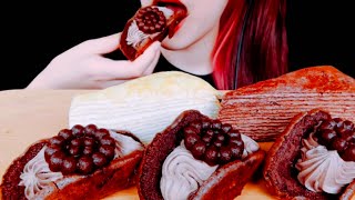 Mukbang with Delicious Crepe Cake and Chocolate Pastries ASMR Eating sowonasmr [upl. by Nwahsal473]