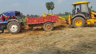 JCB 3dx working with Sonalika 60 Rx I John Deere  Eicher 485 Levelling Field Stuck in Mud Pull Anuj [upl. by Reppiks237]